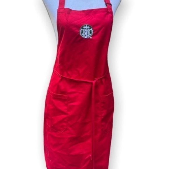 FINAL DROP🚨 Starbucks Official Holiday Red Apron Barista staff Partner Employee - Picture 1 of 3